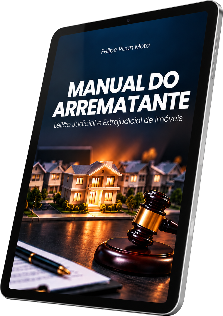 Manual do Arrematante — leilões judiciais e extrajudiciais de imóveis Capa do Manual do Arrematante sobre leilões judiciais e extrajudiciais de imóveis